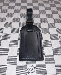 Authentic Louis Vuitton Black W Gold Hardware small leather name tag. - Picture 1 of 9