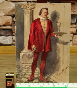 Zuschreibung Franz Pitner 1826-1892 Aquarell von 1853 antik Portrait Butler Rom - Picture 1 of 5
