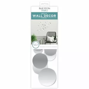 Blue Moon Studio 14pc Peel &Stick Self-Adhesive Silver Circle Wall Mirror Decals - Picture 1 of 10