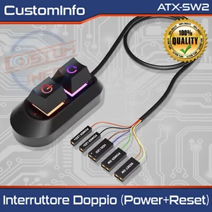 PC Power Reset Taster mit LED und ATX Pin Splitter, 2M, Mechanische RGB Tasten - Bild 1 von 9