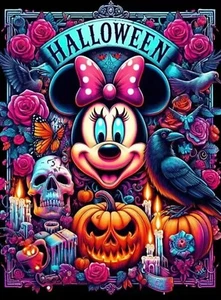 Taladro redondo 30x40 arte/pintura diamante Halloween Minnie Mouse - Imagen 1 de 1