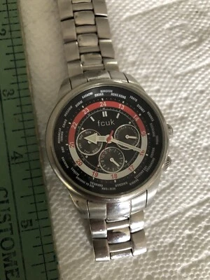 Large Vintage Men’s Chronograph Watch FCUK Time World Cities French Connection - Image 1 of 4