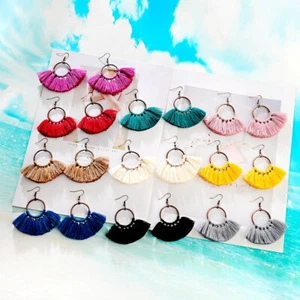 3 Pairs Vintage Bohemian Boho Yellow Tassel Multi-Style Women Earrings Jewelry - Picture 1 of 54