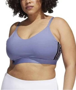 ADIDAS Women's Purple All Me 3 Stripes Bra (Plus Size) RRP £35 - Picture 1 of 3
