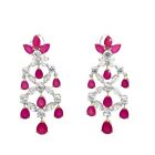 925 Silver White Rhodium Red Zircon Earrings, Zircon Drop Earrings Jewelry