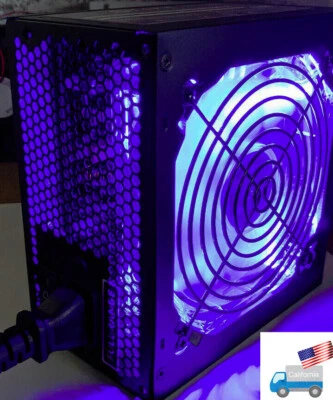 Silent 1000W 2x PCIE Gaming PC ATX/EPS 12V Blau LED Rund Lüfter Grill Netzteil - Bild 1 von 4