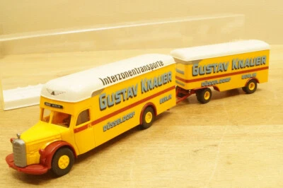 HO 1:87 Brekina SoMo Mercedes Benz MB O 6600 Mobil Kofferzug " GUSTAV KNAUER " - Immagine 1 di 4