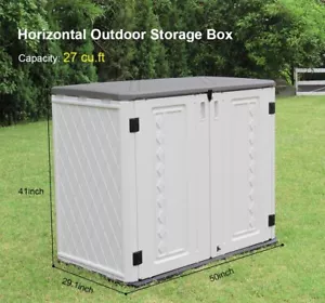 Waterproof Shed: 26Cu.Ft., Off-White, Multi-Door – Bike/Cans/Tools/Mower/ - Picture 1 of 7