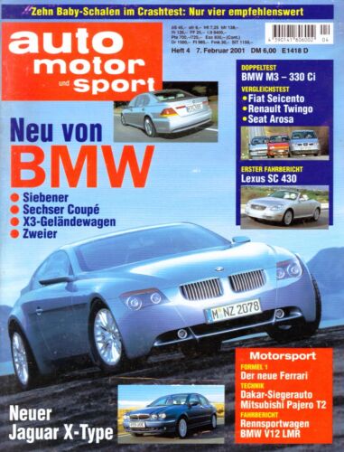 auto motor und sport 4/2001, u.a. BMW M3 / 330 Ci, Lexus SC 430, Jaguar X-Type