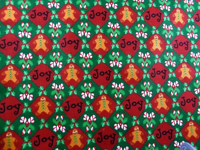 Trena Hegdahl Olsen Trenas Peace & Joy Fabric Christmas CandyCane gingerbread Yd - Image 1 of 4