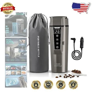 Taupe Electric Kettle for Car: Smart Temperature Control & Boil Dry Protection - Picture 1 of 8