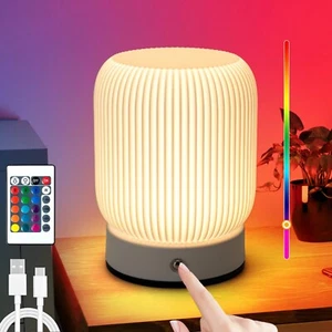 RGB Touch Lamp for Bedroom, Small, 16-Color Music Sync Table Lamp, Battery Op... - Picture 1 of 9