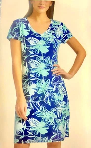 MARC NEW YORK WOMEN'S V-NECK SHIRT DRESS (GREEN BLUE FLORAL PRINT XS) NWT - Picture 1 of 2