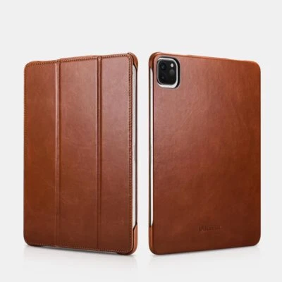 ICARER Genuine Leather Smart Cover Vintage Folio Case for iPad Pro 12.9 11" 2022 - Image 1 of 4