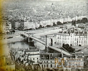 Paris Pont de la Reforme old stereoview glass positive Ferrier et Soulier 1855 - Picture 1 of 4