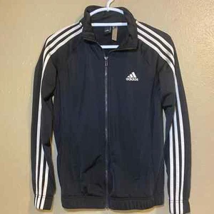 Adidas Jacke Damen Größe S schwarz durchgehender Reißverschluss 3 Streifen Polyester  - Bild 1 von 8