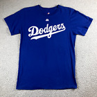 VINTAGE Majestic LA Dodgers T Shirt Mens Medium Blue Kershaw Baseball Sport Logo
