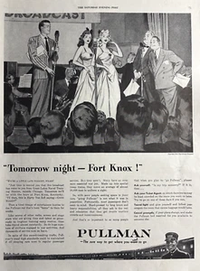 1943 Pullman Railway Company Tomorrow night fort Knox Harry Von Zel VTG Print Ad - Picture 1 of 1