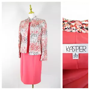 Kasper Womens Coral Pink White Black Dress Suit Size 6 Formal Business Career - Picture 1 of 12