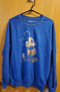 NEW Disney Parks WDW Wishes Come Blue Pullover Sweatshirt Mickey Mouse SZ LARGE - Picture 1 of 2