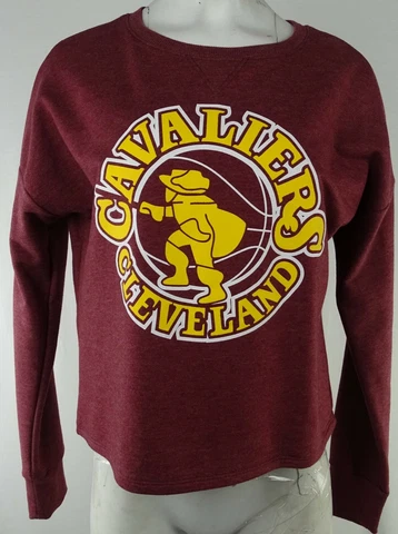Cleveland Cavaliers NBA Women's Maroon Pullover Cropped Sweater Vintage Logo Cover