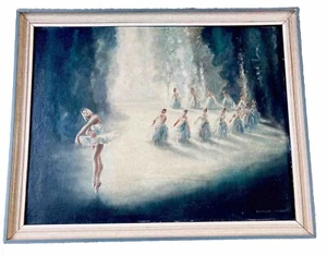 Mid Century Impressionist Margot Fonteyn Schwanensee Ballett Ölgemälde signiert - Bild 1 von 12