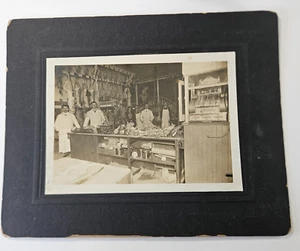 Antique Circa 1900 Lg Photo Interior Of A Butcher Shop - Picture 1 of 7