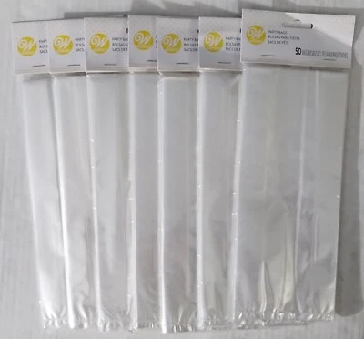 Bolsas de fiesta Wilton transparentes con lazos giratorios 4" x 9,5" - 7 paquetes de 50 - 350 bolsas nuevas Foto 1 de 4