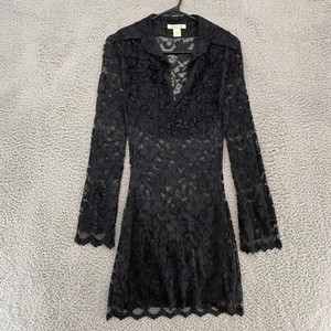 Arden B Lace Y2K Dress Womens Medium Black Long Sleeve Sheer Whimsigoth - Picture 1 of 10