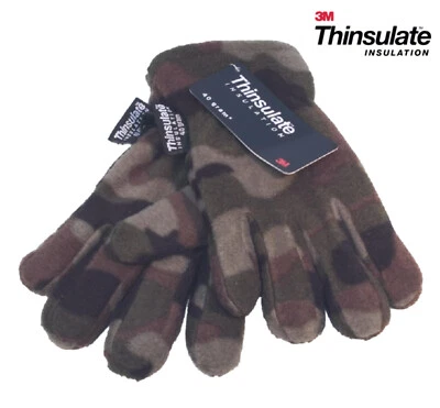 Mens Thinsulate Camo Gloves Thermal Insulated Fleece Warm Winter Outdoors - Image 1 of 3