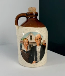 Vintage 1973 McCoy Pottery Glazed Ceramic Jug with American Gothic Artwork - Picture 1 of 4