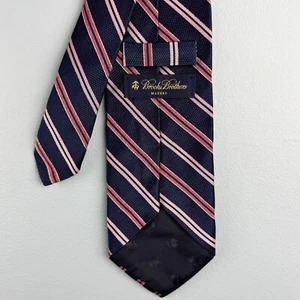 Brooks Brothers Makers Blue Pink Diagonal Striped Silk 4" Neck Tie USA Made - Picture 1 of 5