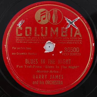 Harry James - Blues In The Night / All For Love - 1942 10" 78 rpm Record 36500 - Image 1 of 4