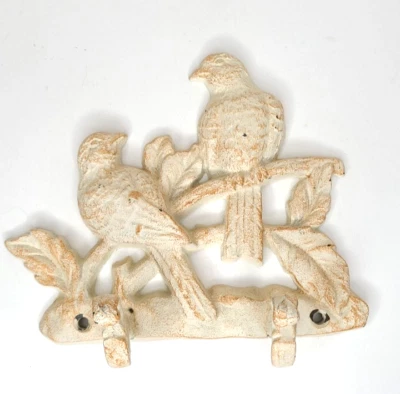Cast Iron Birds On Branch Wall Hook Rack Key Hanger cottage core shabby chic - Image 1 of 4