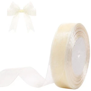 1 inch Sheer Organza Ribbon 50 Yards Cream White Chiffon Ribbon for Gift Wrap... - Picture 1 of 7