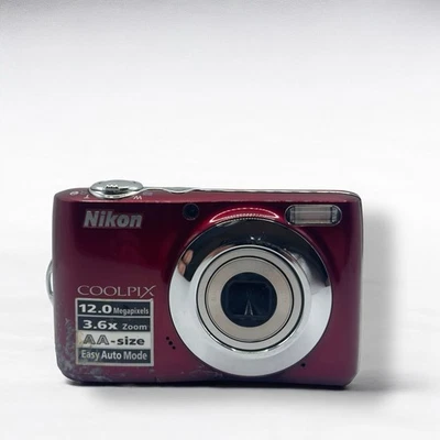 Nikon Coolpix L22 Red Digital Camera Powers On! Untested Further For Parts - Image 1 of 4