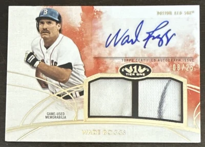 Wade BOGGS🔥2014 Topps Tier One Dual Relic AUTO #DAR-WB 8/25 Red Sox HOFer💥 - Image 1 of 3