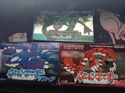 Lote de 3 Gameboy Advance Pokemon con caja Rubí Zafiro Esmeralda Japonés NTSC-J Foto 1 de 4