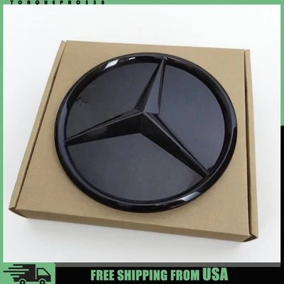 Black Front Grille Star Emblem Fit For Mercedes-Benz A C CLA CLS W205 C300 C63 - Image 1 of 4
