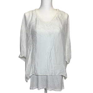 Tempo Paris Blouse Womens Large Sheer Silk Layered Peasant Italy Bohemian Top - Picture 1 of 9