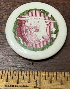 STIERKOPF UMGEBEN VON KRANZ, Pinback Button, 1 1/2 Zoll Durchmesser - Bild 1 von 2