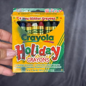 Vintage 1997 Crayola Holiday Crayons 8 Pack New Glitter Gold Potpourri Scented - Picture 1 of 3