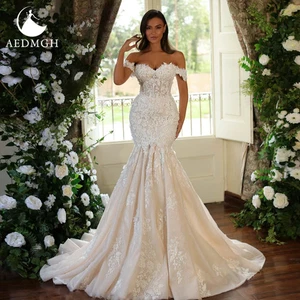 Mermaid Sexy Wedding Dresses Sweetheart Off The Shoulder Appliques Bridal Gown - Picture 1 of 5