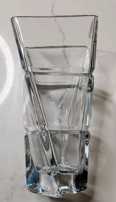 Rogaska 方形扭结透明水晶重型大号优雅花瓶 10 英寸高  — 第 1/4 张图片