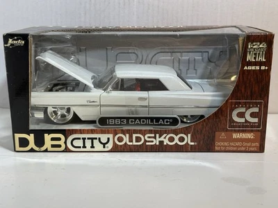 JADA DUB OLDSKOOL 1963 CADILLAC  WHITE 1:24 DIECAST MODEL CAR #96 - Image 1 of 4