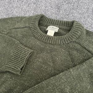 Vintage L.L. Bean Men's XL Sweater Fisherman Knit 100% Cotton Crewneck Green - Picture 1 of 9