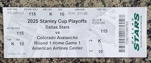 Dallas Stars Vs Colorado Avalanche 2025 Playoffs Round 1 Game 1 Ticket  - Picture 1 of 2