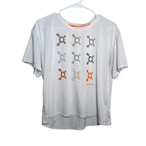 T-shirt Orange Theory donna media bianca logo ritagliato maglietta sportiva top - Foto 1 di 9