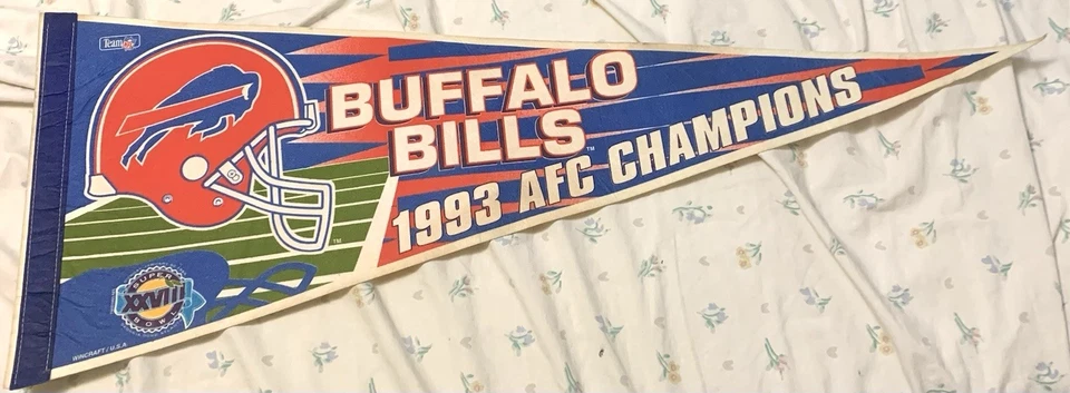 1993 Buffalo Bills AFC NFL Championship Pennant Football Champions Full Size - Image 1 of 1