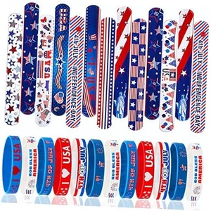 JUNEBRUSHS 4th of July Party Favors, 50 Pcs Patriotic Decorations Slap - Picture 1 of 7